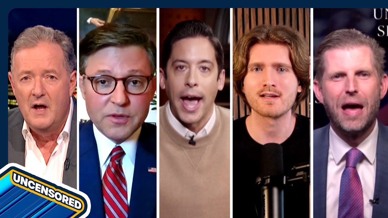 YouTube post by @PiersMorganUncensored for ExpressVPN. Caption reads: “Tried To DESTROY Him!” Eric Trump, Mike Johnson &....