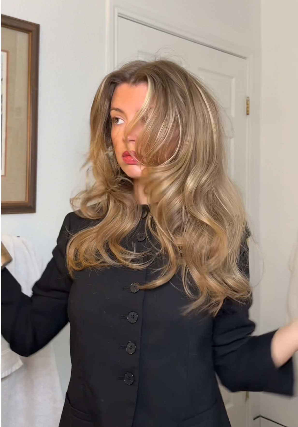 TikTok post by @cassidy.blog for Blake Brown Beauty. Caption reads: Bouncy blowout with @Blake Brown Beauty ❤️....