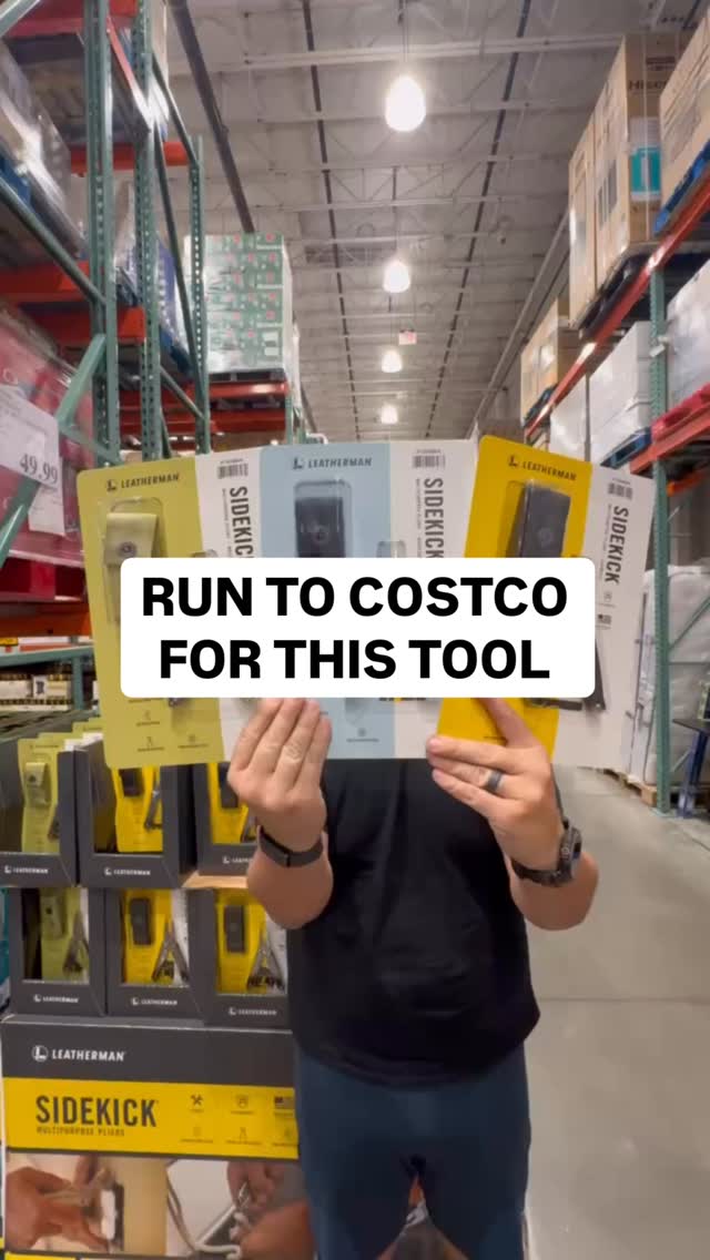 Instagram post by @costcofam4u for Leatherman. Caption reads: 🛠️ LEATHERMAN SIDEKICK MULTI-TOOL
Perfect for....