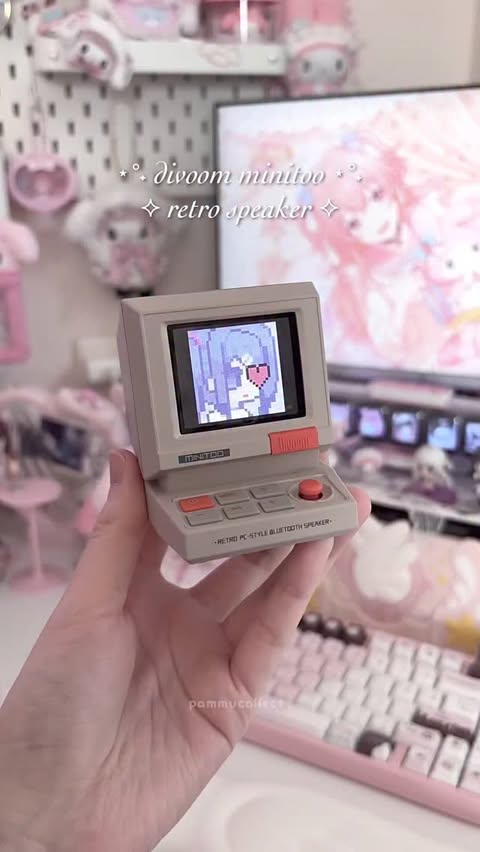 Instagram post by @pammucollect for Divoom. Caption reads: [...] let’s welcome my little pc buddy from....