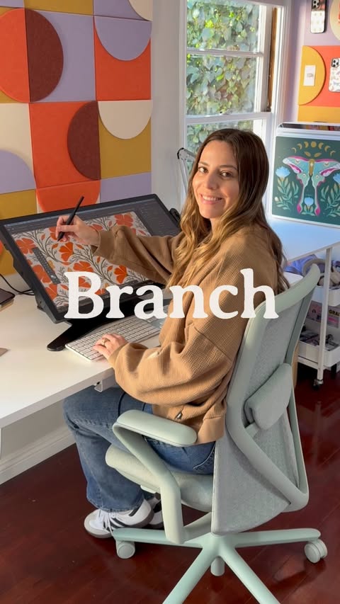 Instagram post by @jessmillerdraws for Branch Furniture. Caption reads: [...] is pretty much fully outfitted with....