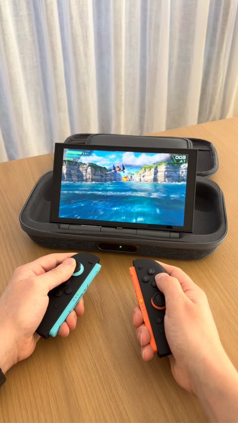 Instagram post by @shannongrixti for Belkin. Caption reads: The Belkin Nintendo Switch 2 Charging Case Pro is....