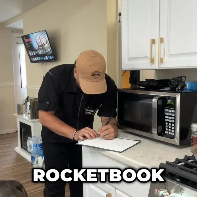 Instagram post by @itsmarvymarv for Rocketbook. Caption reads: [...] Write it. Scan it. Erase it. Rocketbook is a....