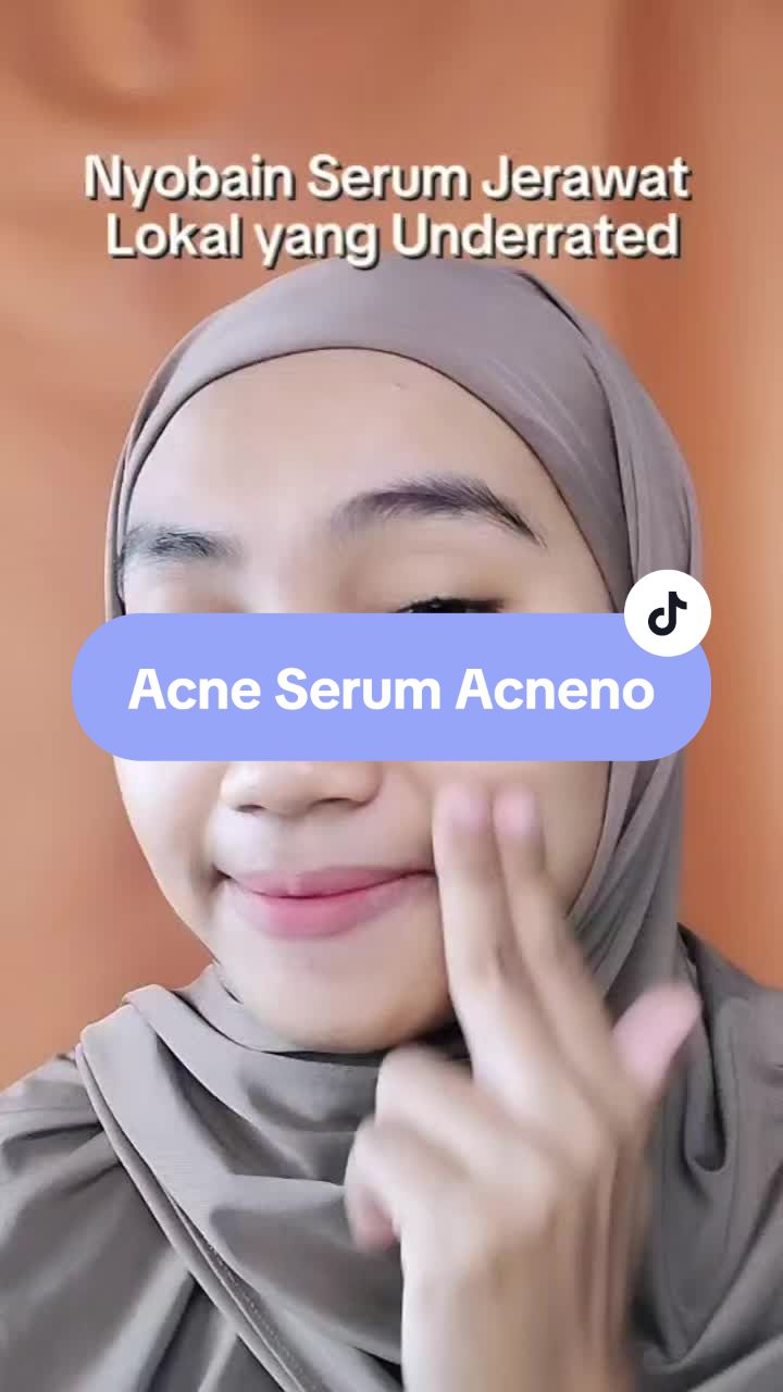 TikTok post by @aleena_balqis for Acneno Indonesia. Caption reads: Nyobain serum jerawat lokal yang Underrated malah....