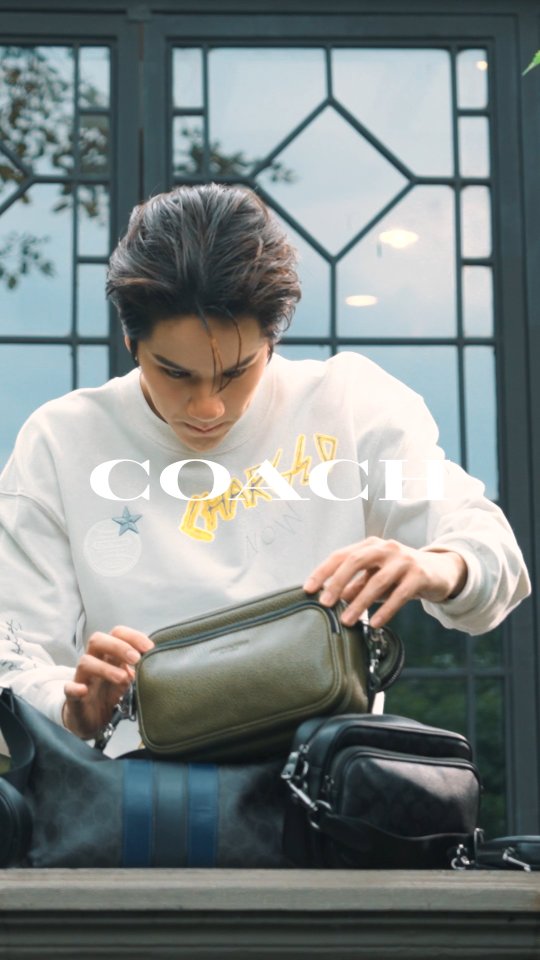 Instagram post by @nanon_korapat for Coach. Caption reads: couldn’t decide… so I am taking them all 😎🔥....