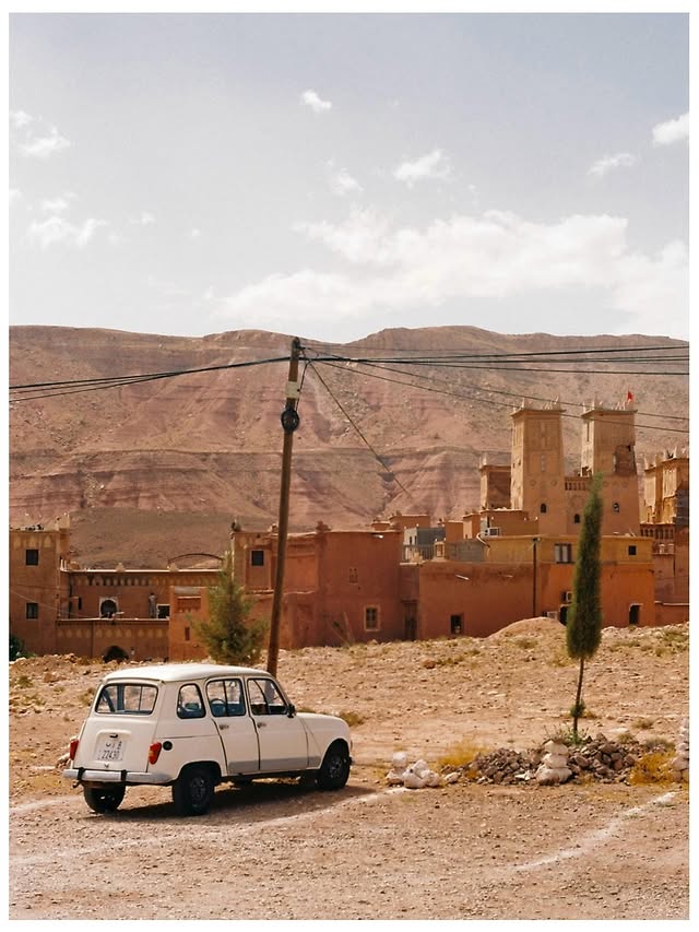 Instagram post by @__aurore_bano for Kodak. Caption reads: [...] trip vers le désert marocain 🌞 Nikon F3....