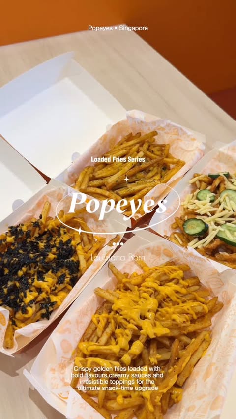 Instagram post by @singaporeforeveryone for SG Tastemakers. Caption reads: 「 ✦ 𝑷𝒐𝒑𝒆𝒚𝒆𝒔 ✦ 」 Loaded fries? Say less 🍟👀....
