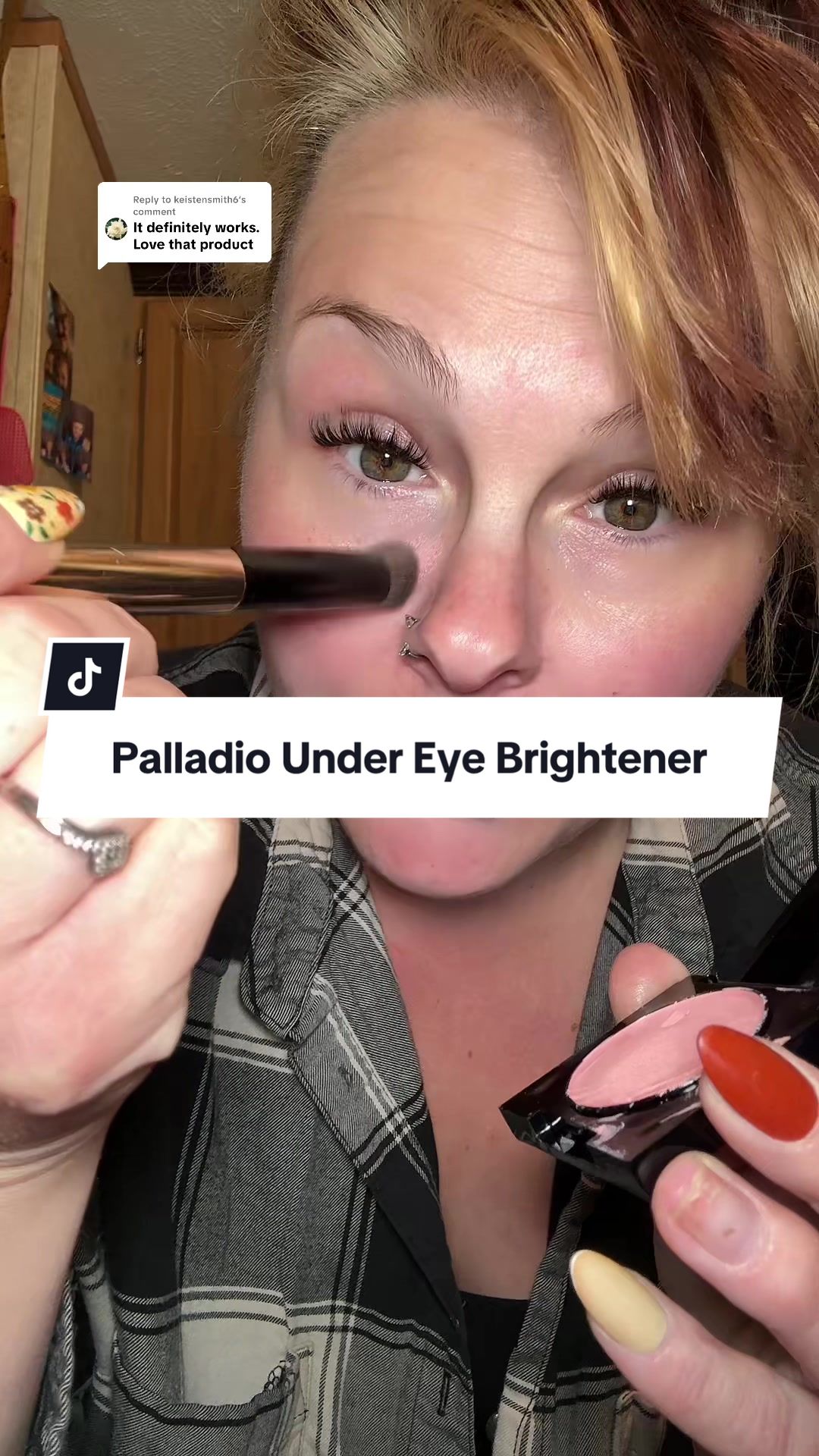 TikTok post by @brittanytiktokcreator for Palladio Beauty. Caption reads: [...] #eyebrightener @Palladio Beauty.