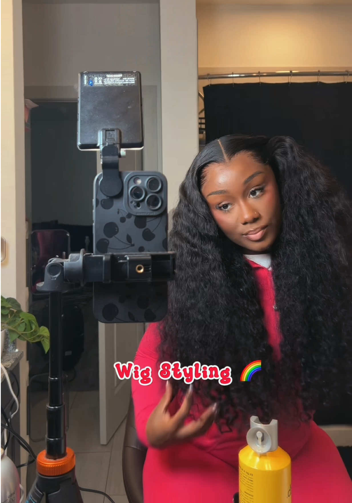 TikTok post by @thedollanaria for Subella Hair. Caption reads: [...] baby hairs go together real bad ft @Subella....