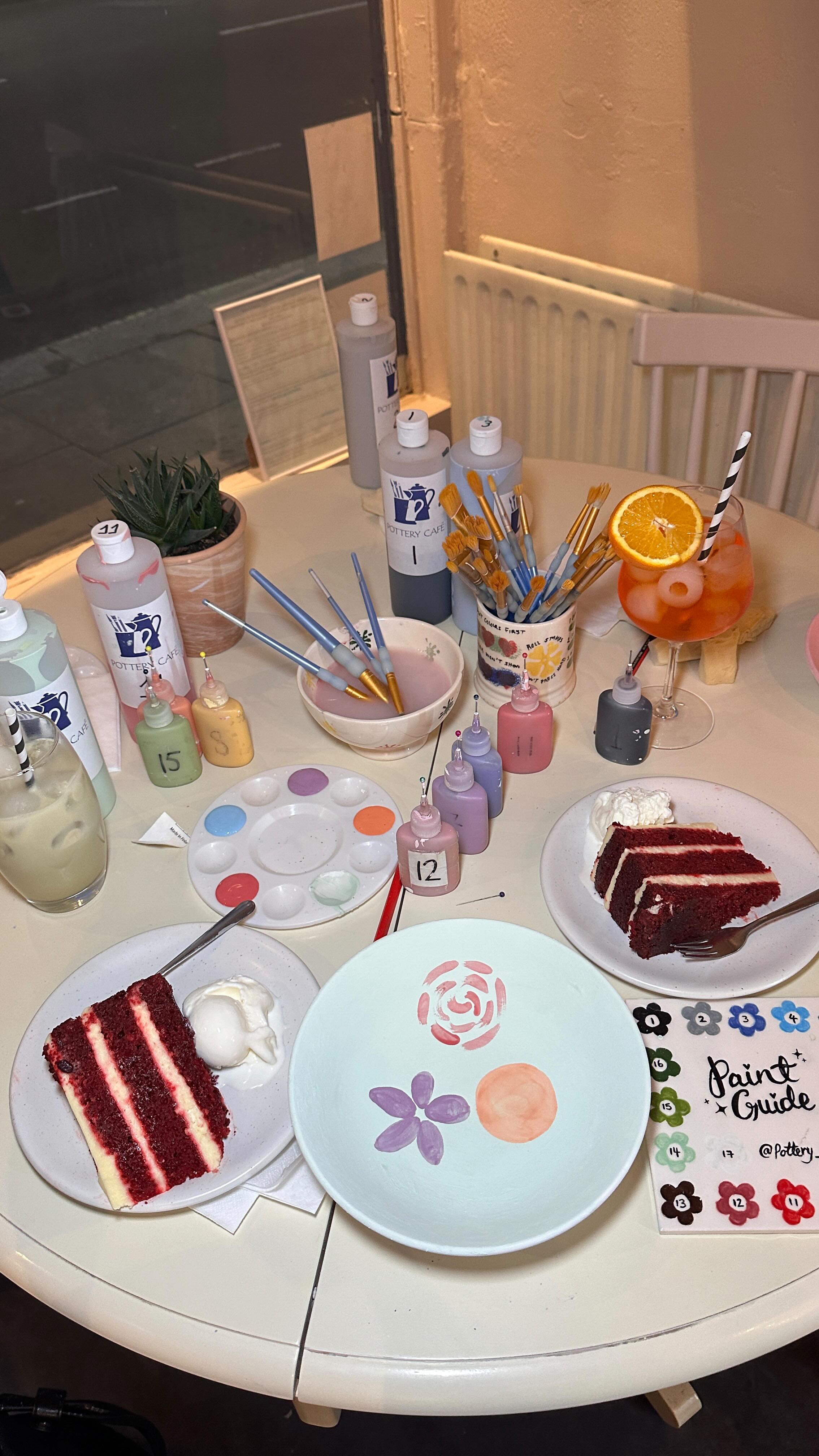 Instagram post by @drooldiary for Pottery Café. Caption reads: [...] {invite} Thank you for having me!♥️....