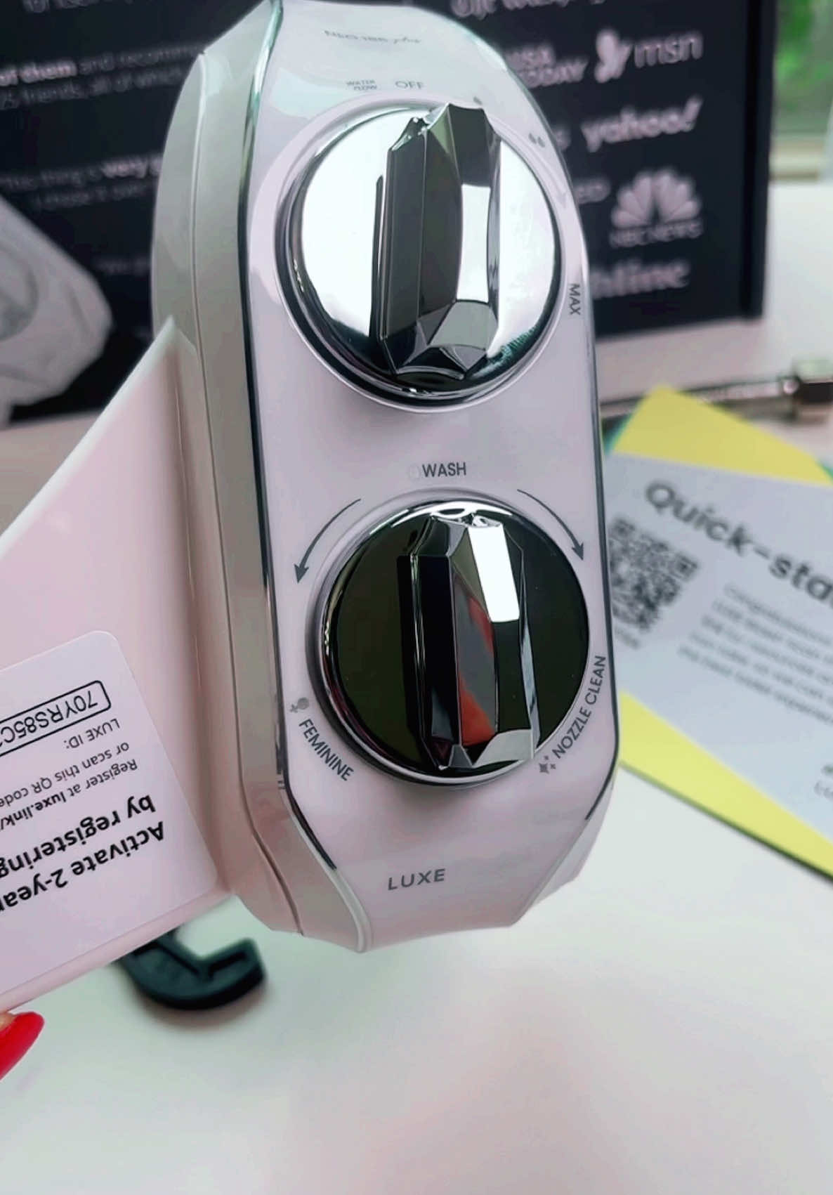 TikTok post by @being_frugal for LUXE Bidet. Caption reads: LUXE Bidet® NEO 185 Plus NEO Plus Series bidets....