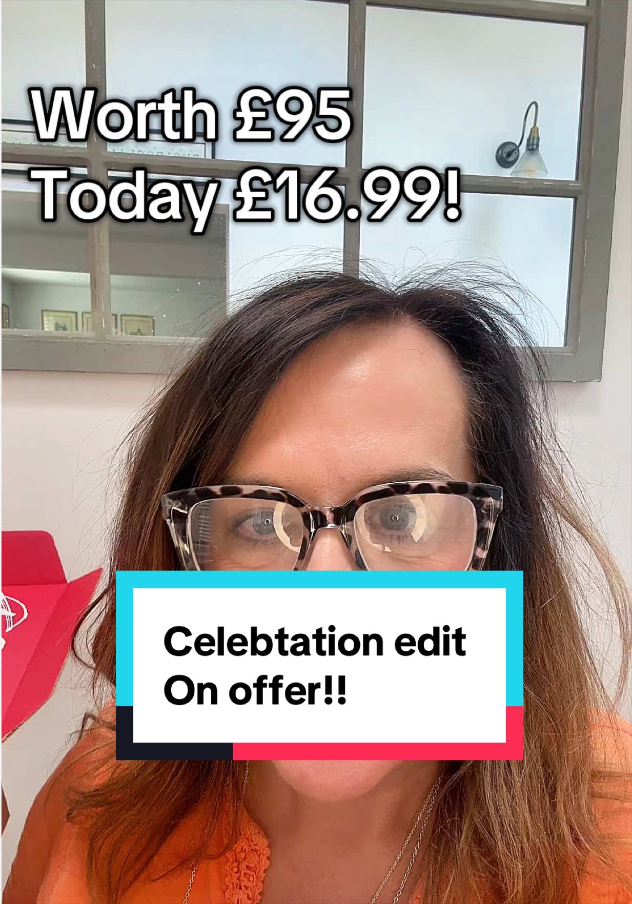 TikTok post by @clareepls for OK! Beauty Box. Caption reads: We have the celebration edit from @OK! Beauty Box!....