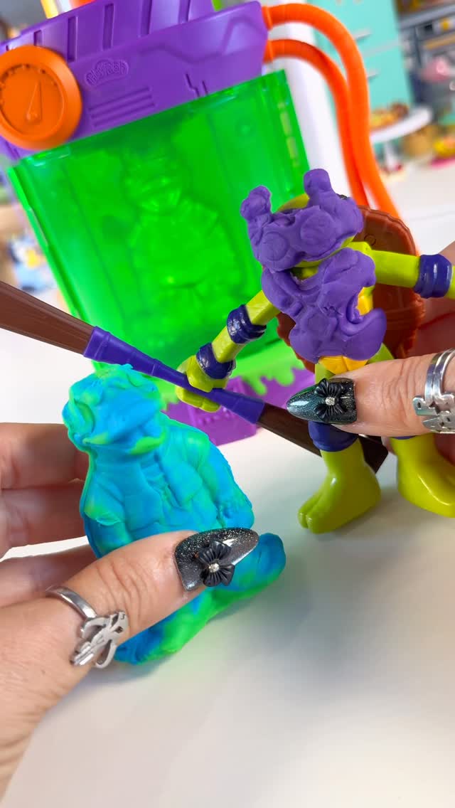 Instagram post by @dreamteamsworld for Play-Doh. Caption reads: Tales of The TMNT Play-Doh Mutation Station #asmr....