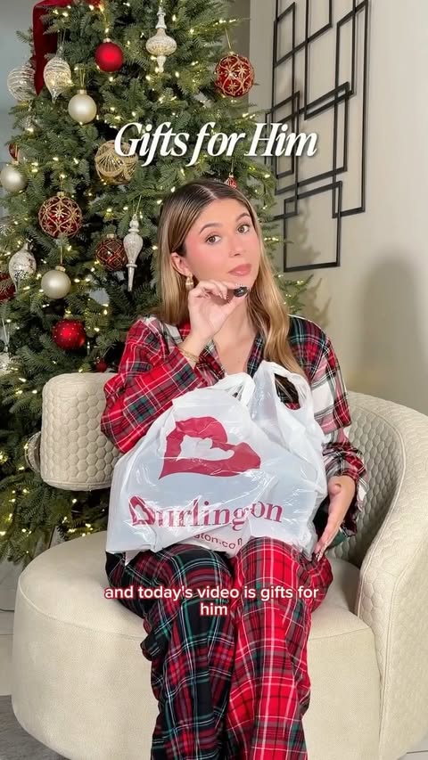 Instagram post by @elizabethelias for Burlington. Caption reads: #ad @burlingtondeals Gifts for Him 👕👞 [...].