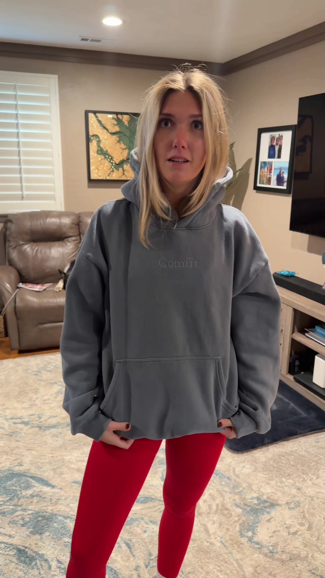 TikTok post by @oliviagbryant21 for Comfrt. Caption reads: @Comfrt the best hoodies are finally back in....