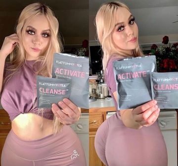 Instagram post by @yoyacastillo_ for Flat Tummy Tea. Caption reads: #ad This @flattummyco tea cleanse gets my tummy....