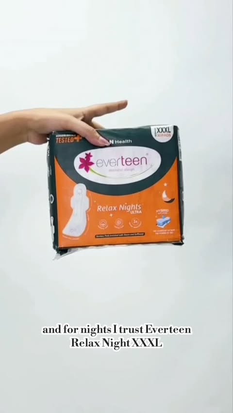 Instagram post by @sudita_official for everteen. Caption reads: ✔ Hybrid topsheet for soft & dry feel ✔ XXXL....