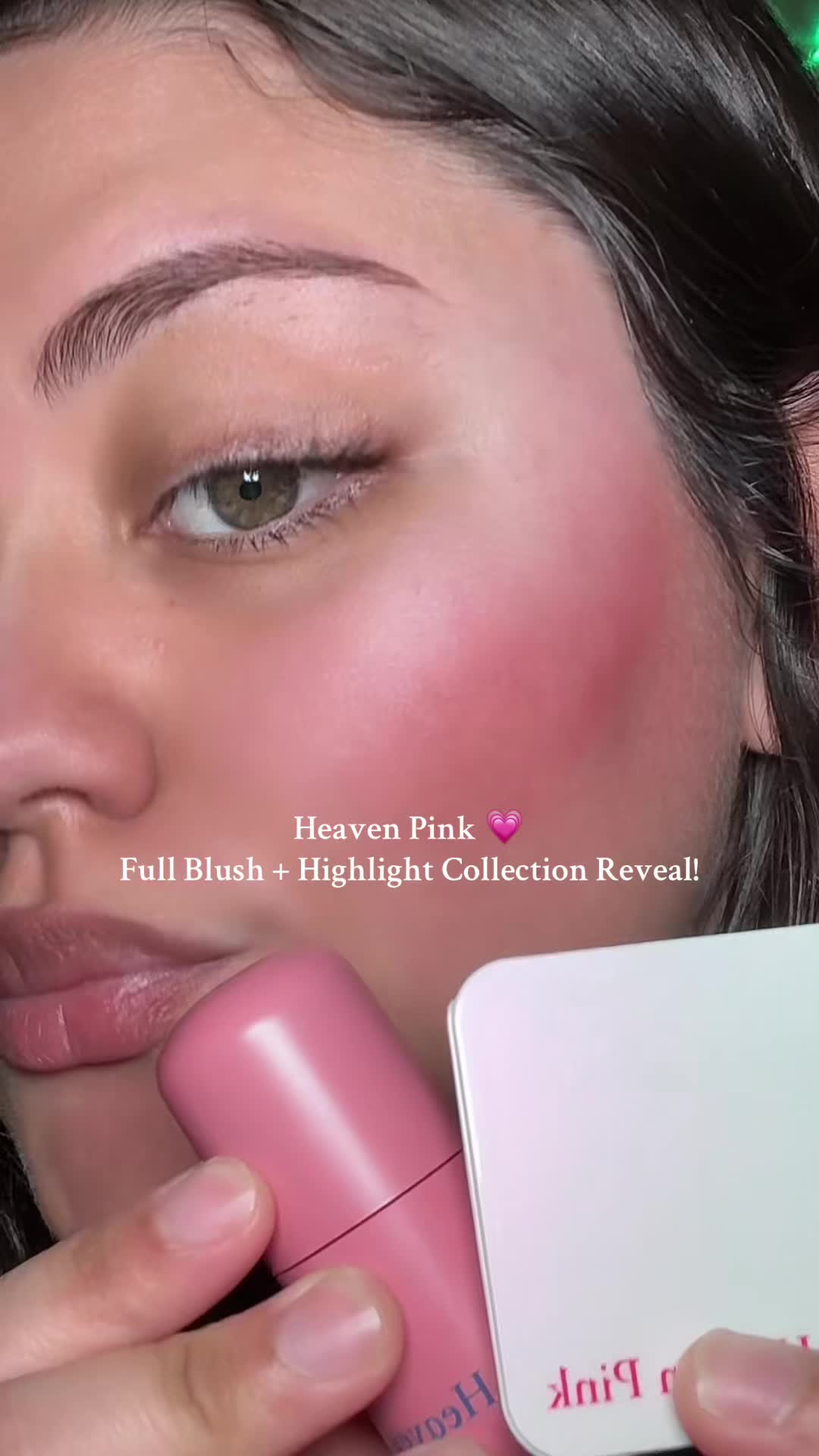 TikTok post by @seniahernandez for Heaven Pink. Caption reads: [...] & glow heaven… I swatched the entire Heaven....
