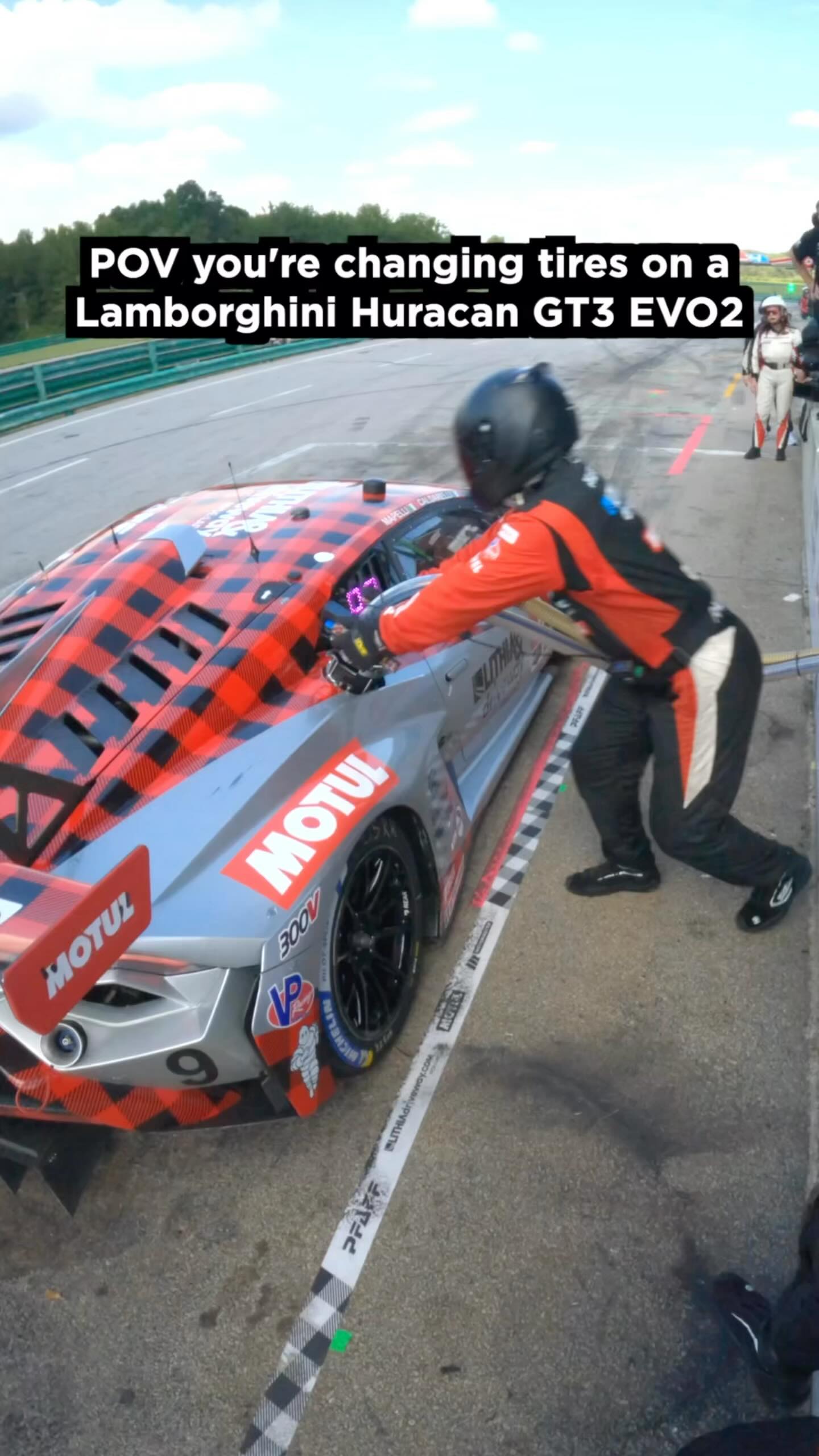 Instagram post by @imsa_racing for LAMBORGHINI. Caption reads: There’s a lot going on here 🛞💨

#enduranceracing....
