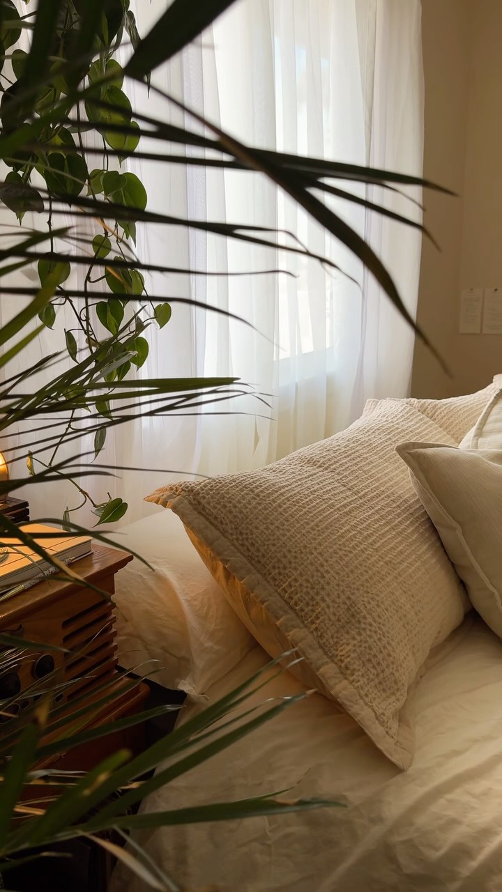 Instagram post by @lifewith.hopee for Bedsure Home. Caption reads: a cozy little bedding transformation!!! I went....