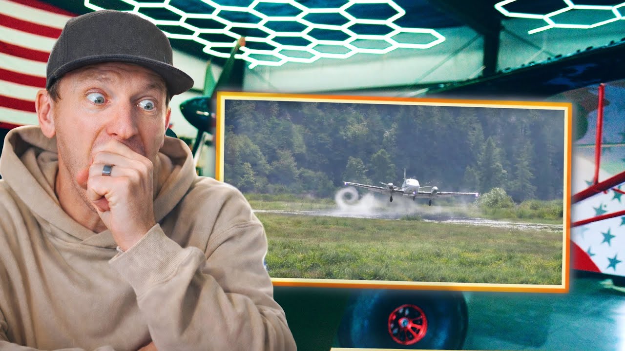 YouTube post by @TrentonPalmer for Garmin. Caption reads: PILOT REACTS to the internets best aviation....