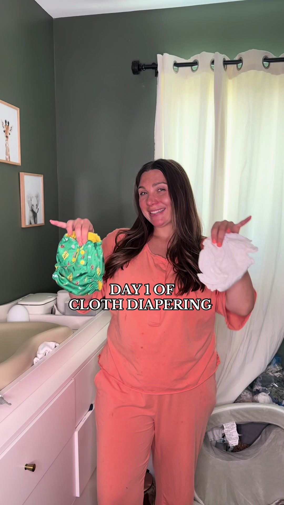 TikTok post by @sabrina_pare for Esembly Baby. Caption reads: Day 1 of cloth diapering 🍼👶🏻 Made the switch....