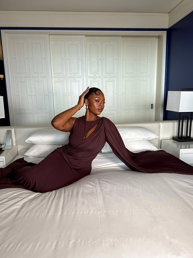 Instagram post by @dareadanielle for JLUXLABEL. Caption reads: [...] says even lounging can be fabulous....