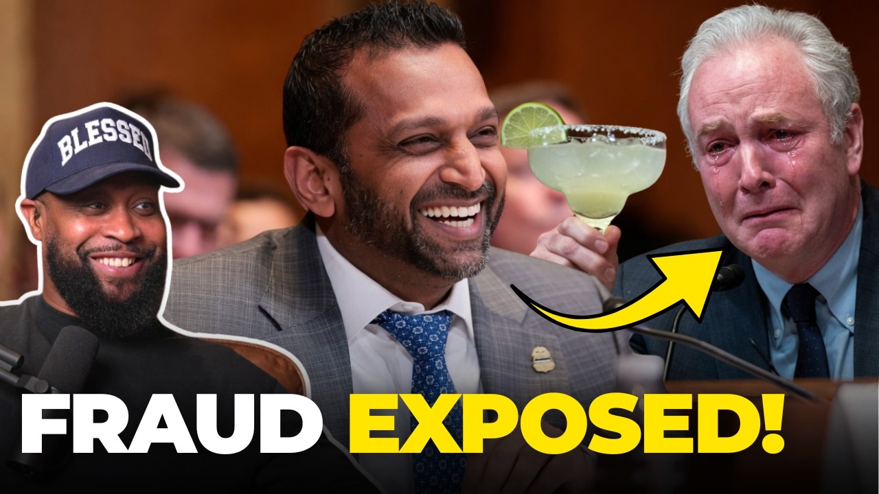 YouTube post by @TheOfficerTatum for Ground Up. Caption reads: Kash Patel DESTROYS Senator With ONE Question....