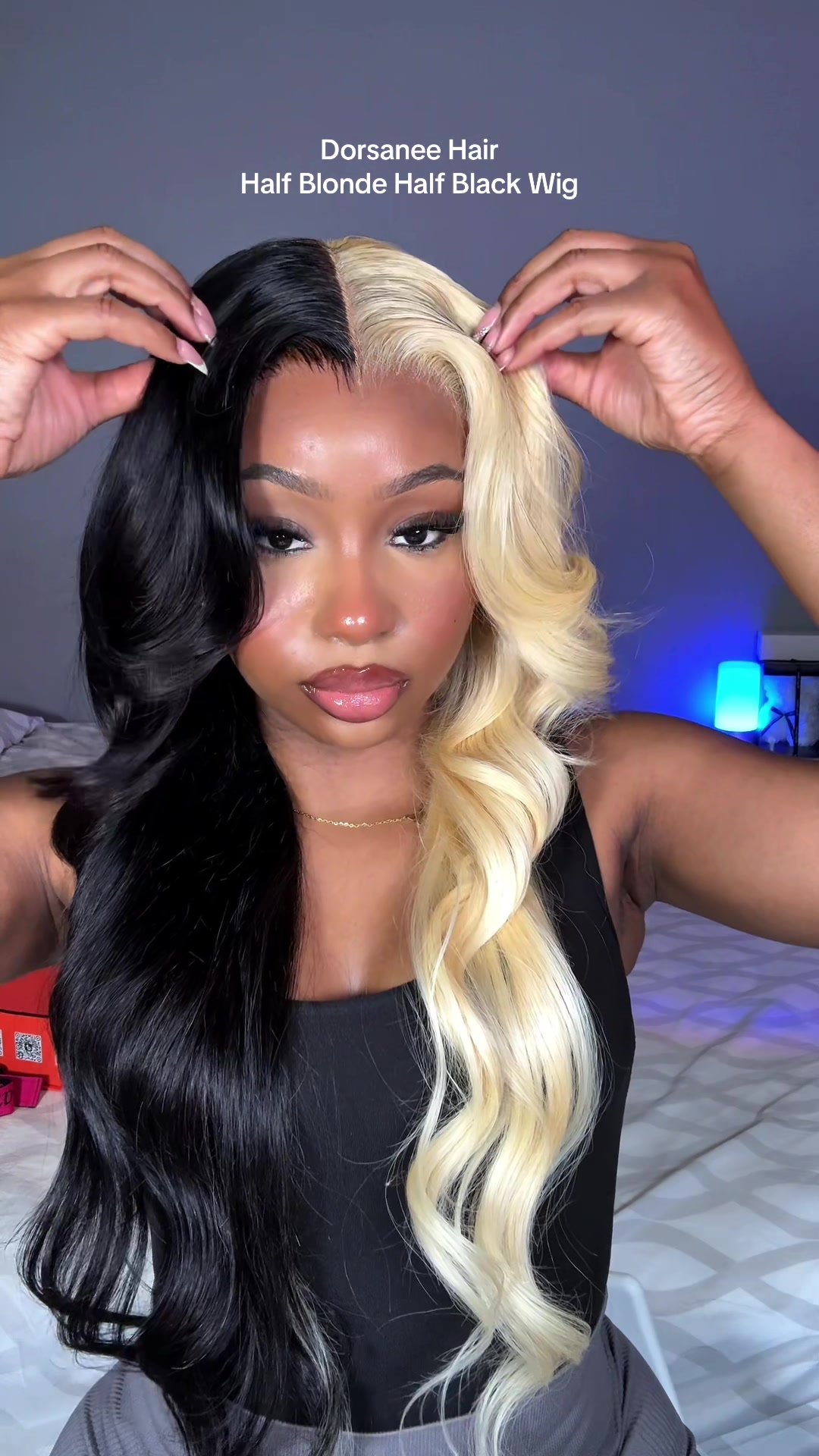 TikTok post by @bonitadesire for Dorsanee Hair. Caption reads: Unit from @Dorsanee Hair 🖤🤍 #hairstyle....