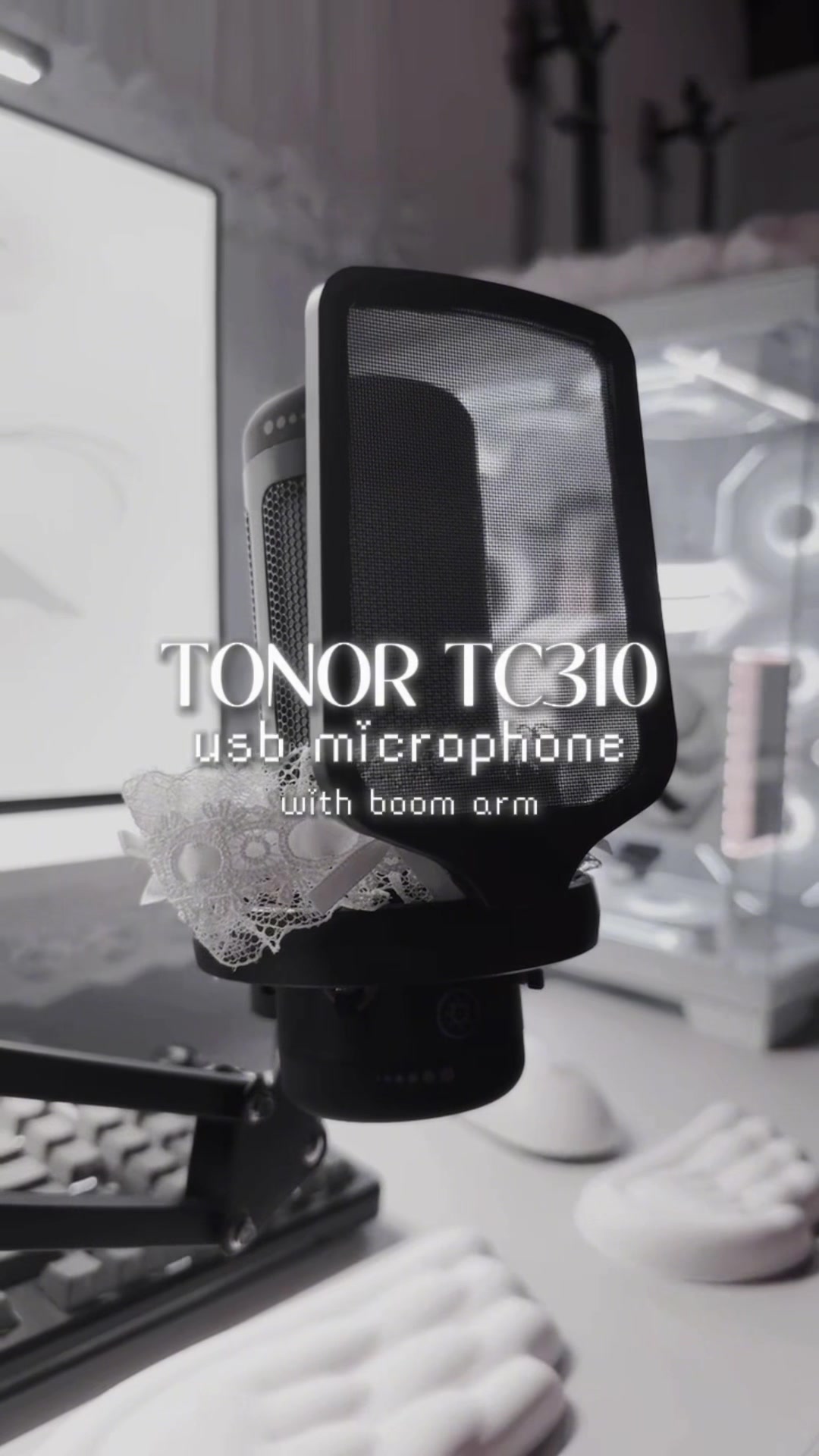 TikTok post by @efferdescent for TONOR Microphone. Caption reads: the quality is INSANE for the price! @TONOR Mic....