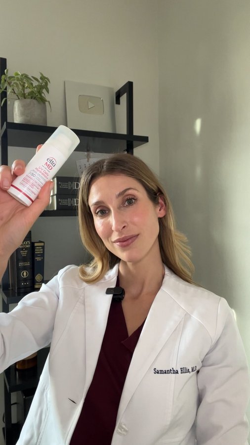 Instagram post by @drsamanthaellis for EltaMD. Caption reads: #EltaMDPartner Finding a sunscreen that actually....