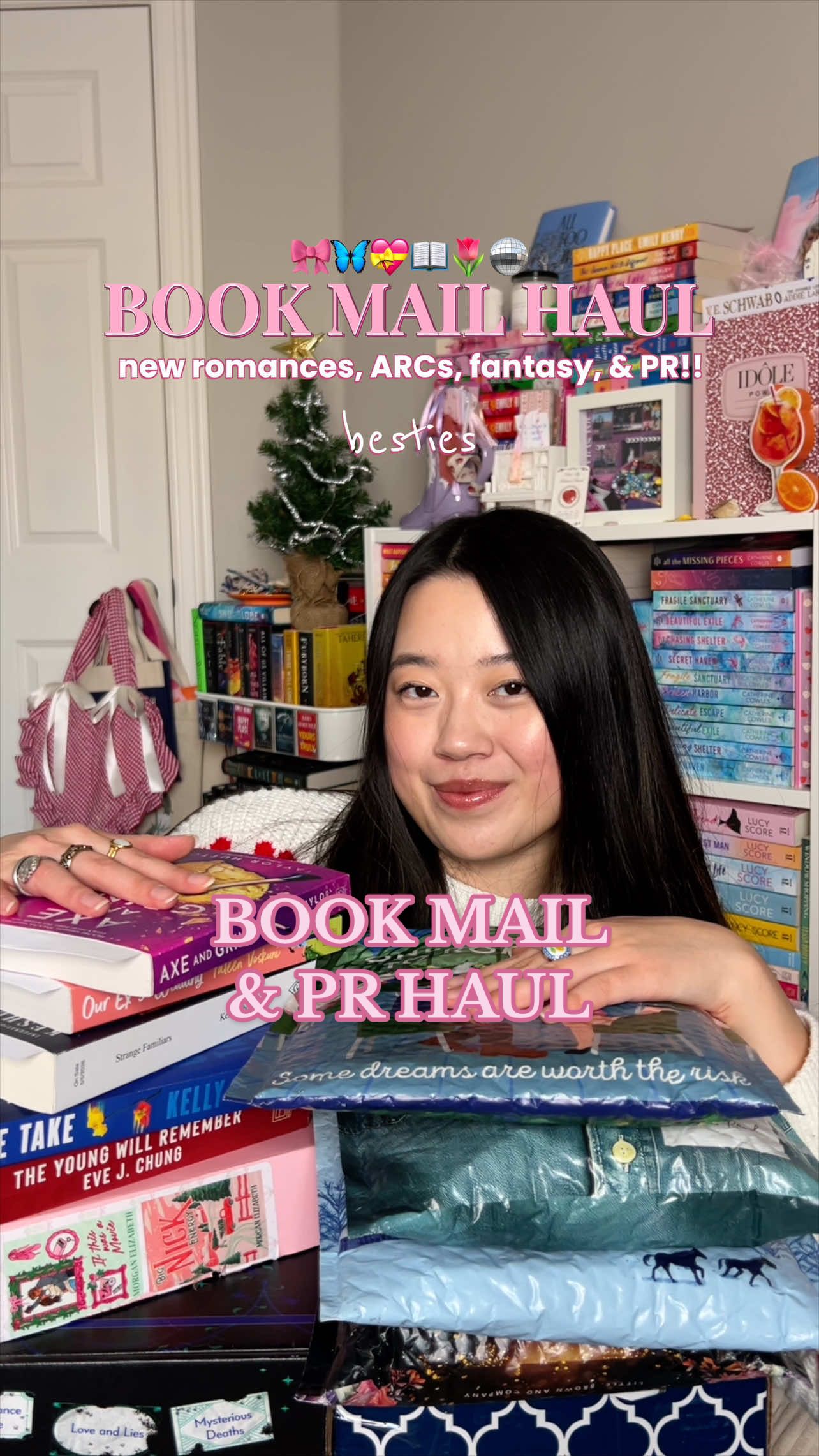 TikTok post by @susancarolynn for LOVEHANDLE. Caption reads: book mail & PR haul!! 💌💘 your sign to post the....