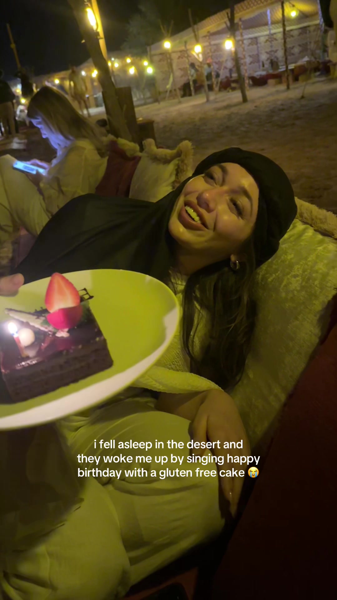 TikTok post by @notsadtabitha for Visit Dubai. Caption reads: It’s not my birthday 😭 @Visit Dubai .