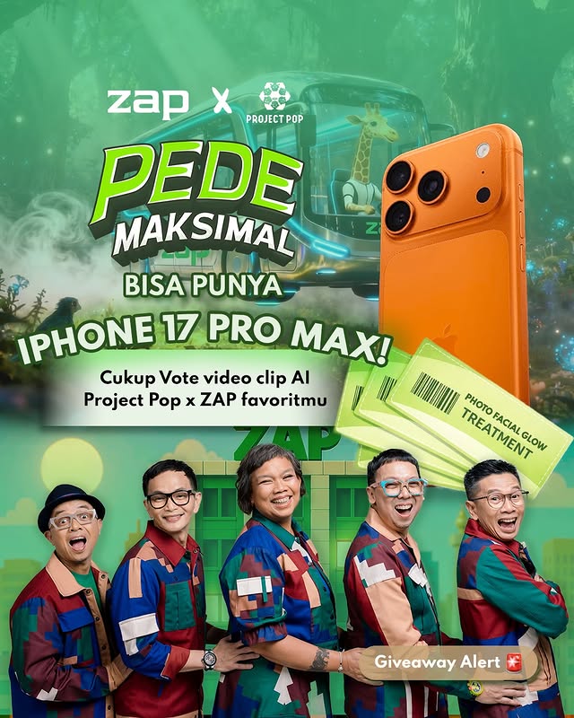 Instagram post by @project.pop for ZAP Clinic. Caption reads: Jangan cuma jadi penonton! Komen video clip....