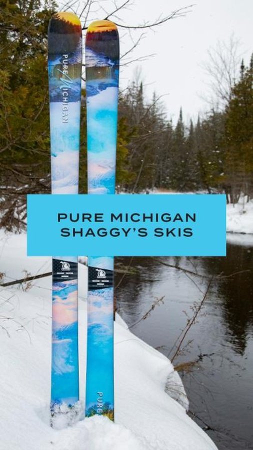 Instagram post by @shaggys_skis for Pure Michigan. Caption reads: Slide with #PureMichigan pride this winter! We’re....