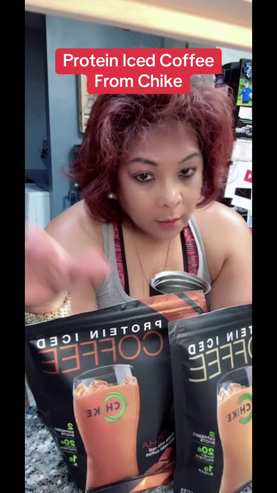 TikTok post by @mahalpangit24 for Chike Nutrition. Caption reads: #proteincoffee #coffee #protein....