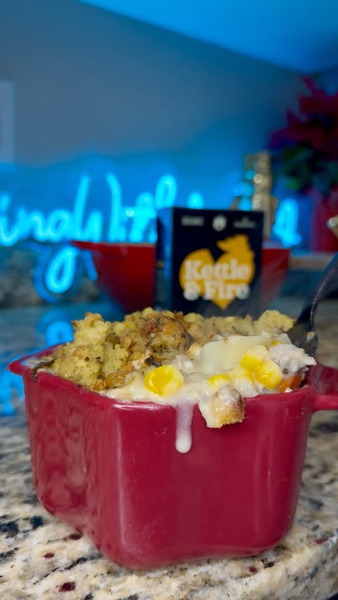 Instagram post by @cheffingwithamber for Kettle & Fire. Caption reads: Turning leftovers into a whole new meal 🙌
This....