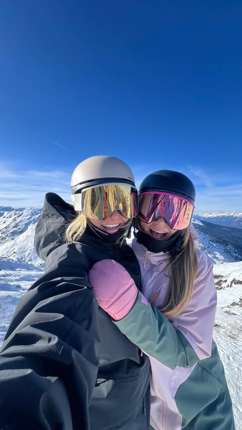 Instagram post by @thatgirlwhoskis for Cardo Systems. Caption reads: Exploring a new skiresort is even more fun with....