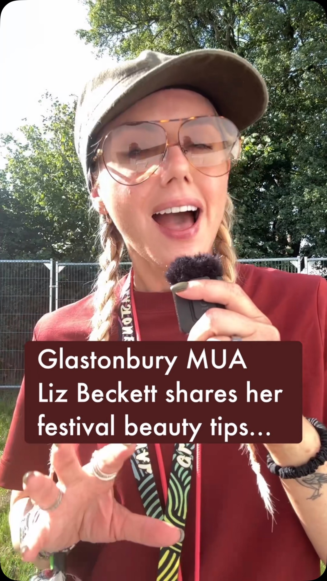 Instagram post by @salihughes for rimmellondon. Caption reads: A chit chat on festival beauty essentials with....
