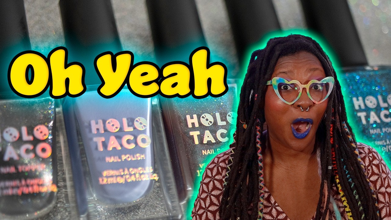YouTube post by @NicoleLovesNails for Cracked Polish. Caption reads: Holo Taco Declassified 003 + HOLO Magnetic Taco....
