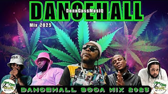 YouTube post by @DonnGassMusiQ for LANDR. Caption reads: Latest Dancehall Mix 2025: NAWMAL AGAIN - Vybz....