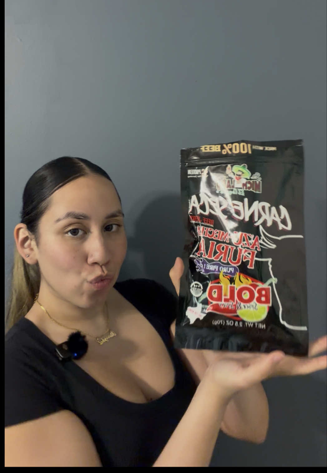 TikTok post by @rossymlopezz for Sr. Michelado. Caption reads: Had to buy these carne seca 😩🔥 están BIEN....