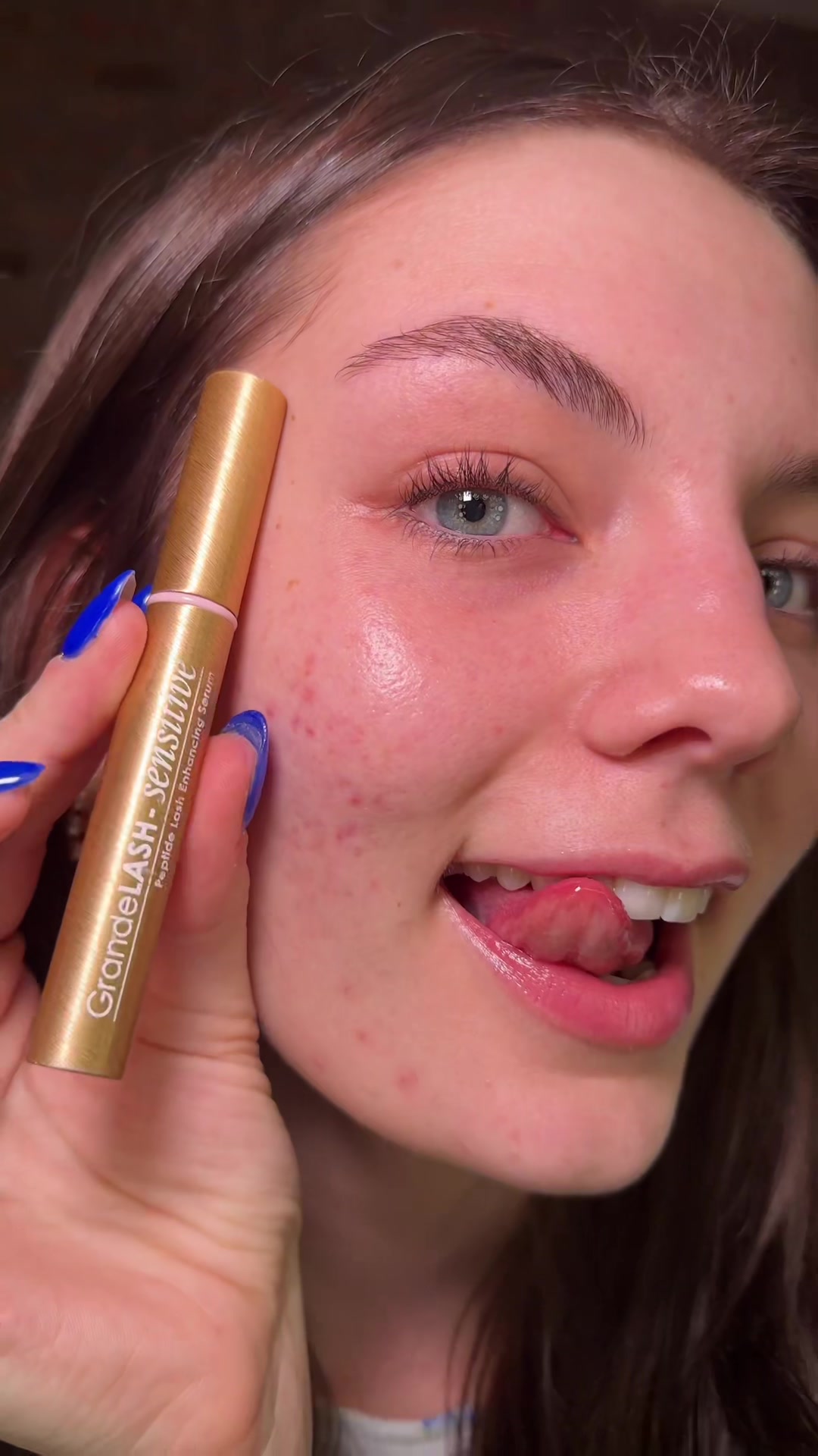 TikTok post by @margaret_kov for Grande Cosmetics. Caption reads: my lashes have never looked so long🙏🏻👀 @Grande....