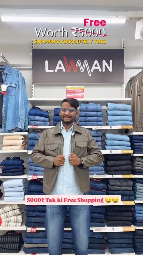 Instagram post by @apna_pyara_jabalpur for Fashion Factory. Caption reads: 5000₹ ki Shopping bilkul FREE....