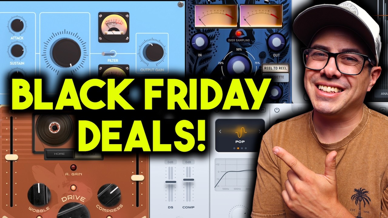 YouTube post by @spinlightstudios for Safari Pedals. Caption reads: These Black Friday Plugin Prices Are a Total No....