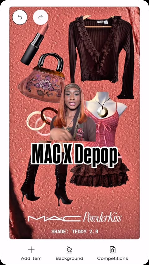 Instagram post by @ava.tocloo for Depop. Caption reads: [...] outfit to match 😌💖 @maccosmetics @depop....