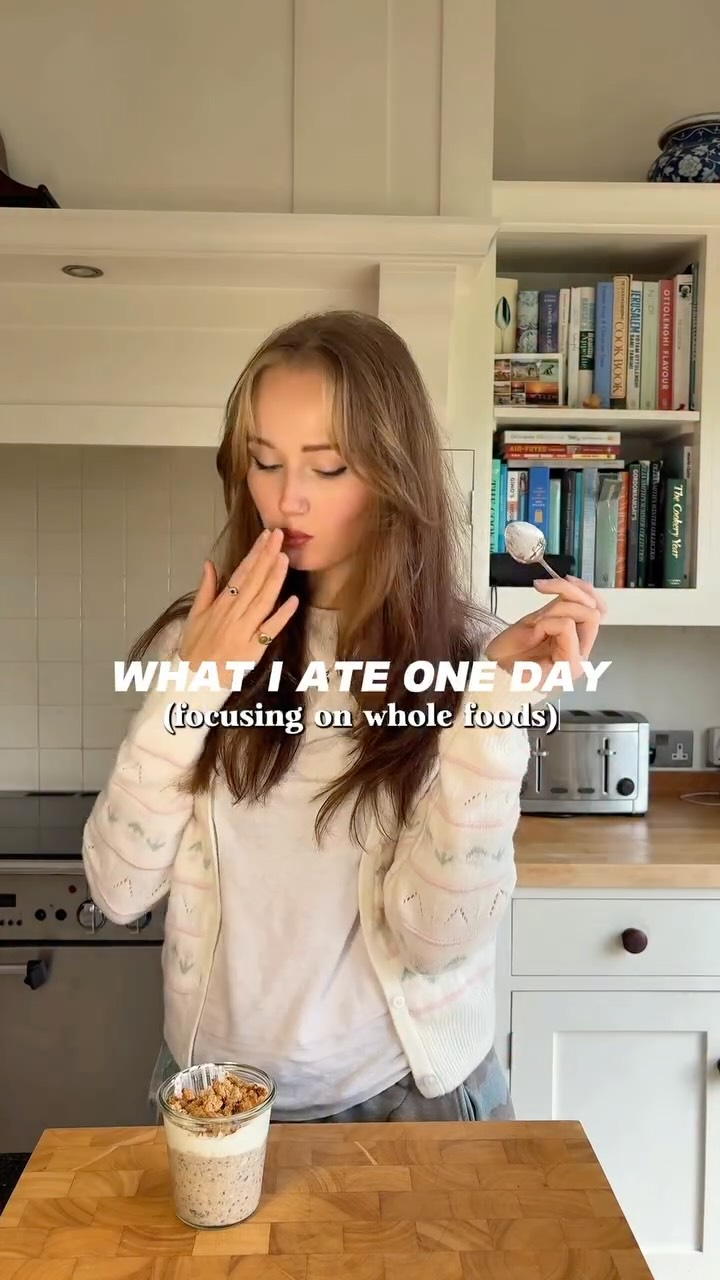 Instagram post by @bertiesbite for Myota. Caption reads: what I eat in a day - focusing on whole foods,....