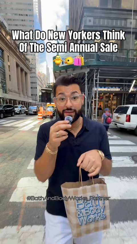 Instagram post by @paulreactss for Bath & Body Works. Caption reads: #BathAndBodyWorks_Partner asking New Yorkers what....