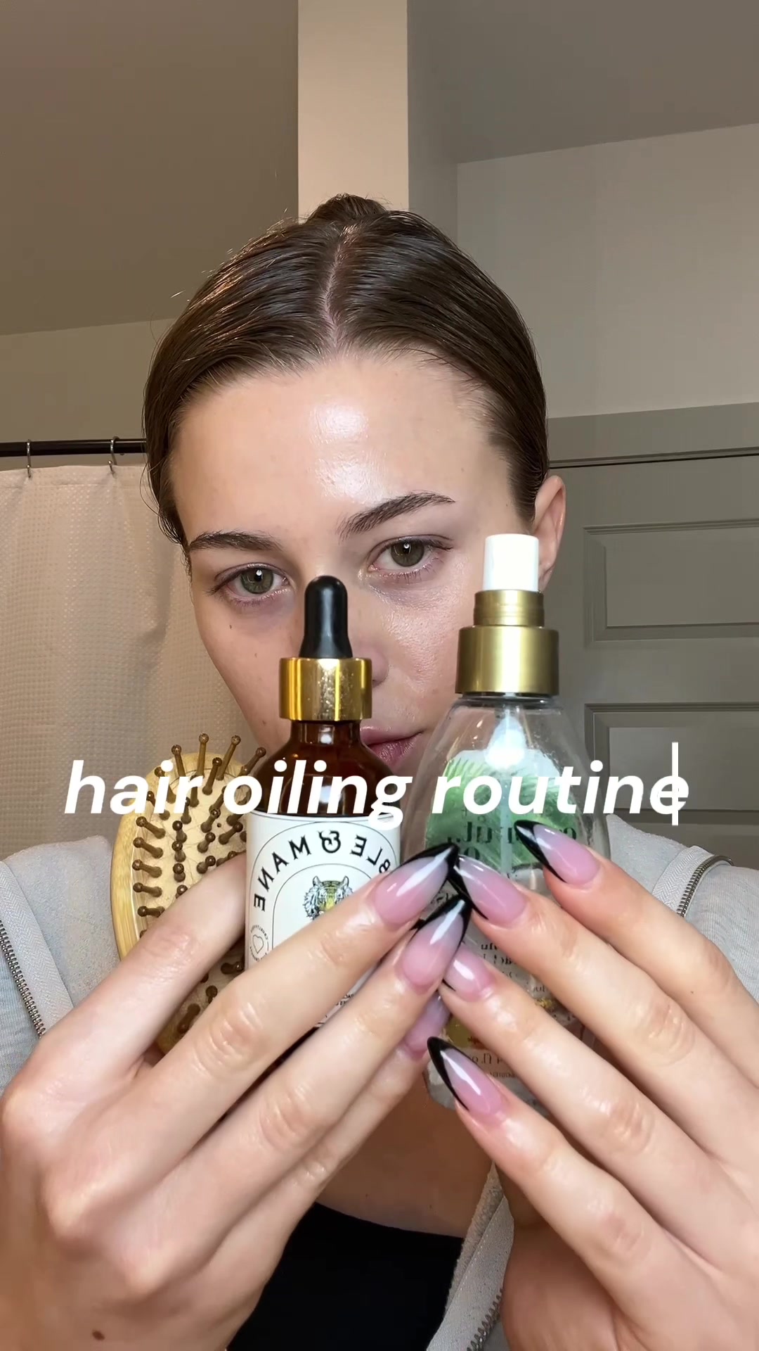 TikTok post by @kierslynnwright for Fable and Mane. Caption reads: I hair oil twice a week and will double cleanse....