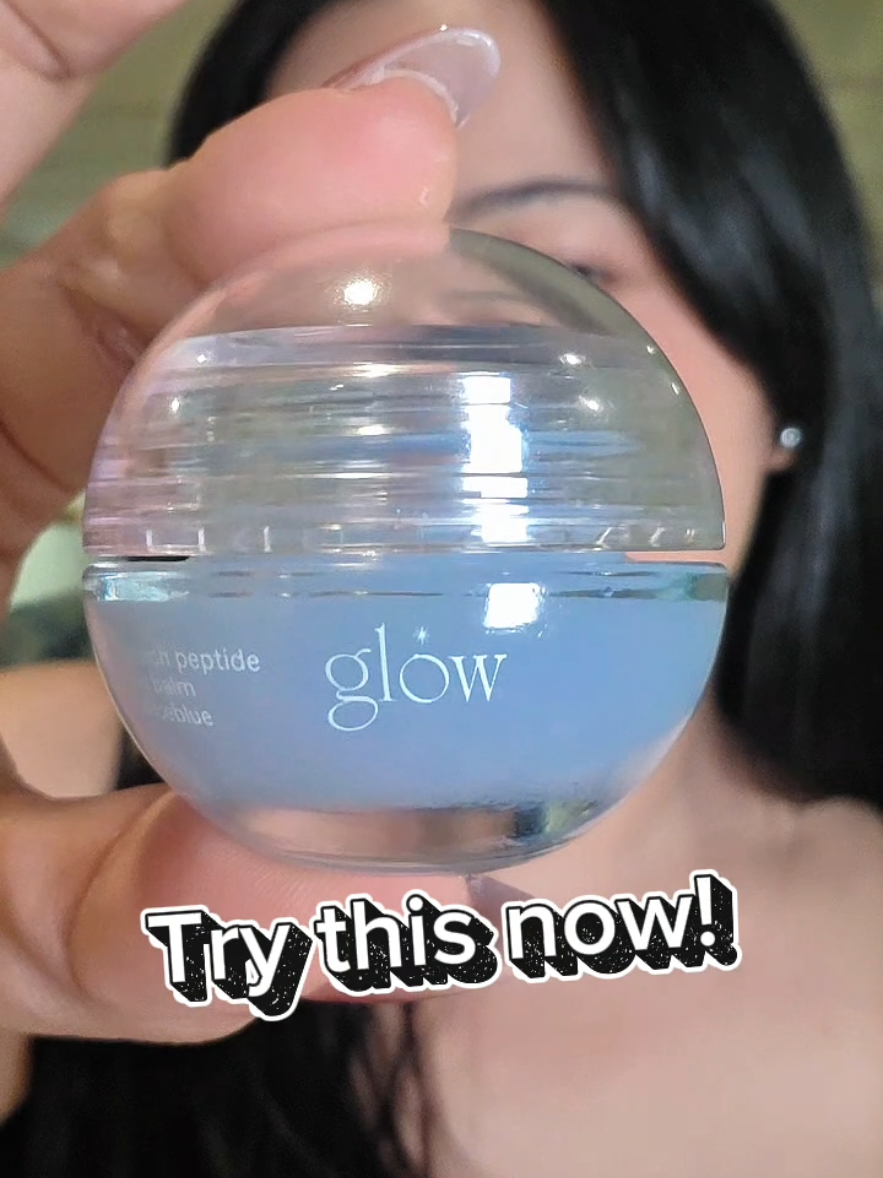 TikTok post by @boobaaloobaa for Glow Is Here. Caption reads: glow - Peach Peptide Lip Balm @glowtouk @glow....